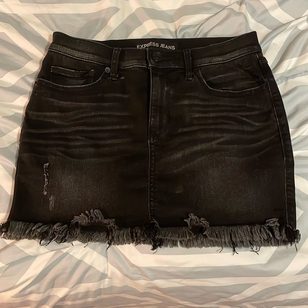 Black Jean Mini Skirt